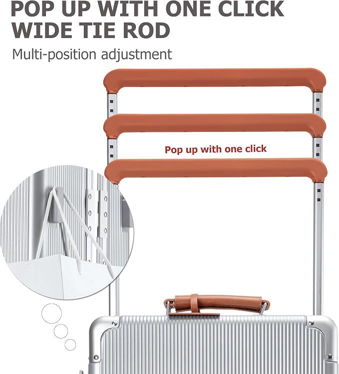 feilario 20'' Aluminum Frame Wide Handle PC Hardside Carry On Luggage - Image 3