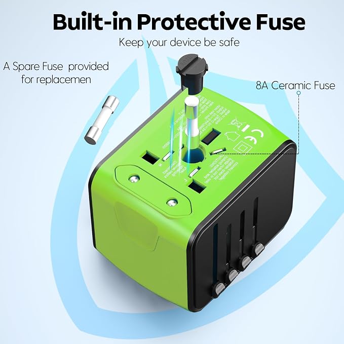 JMFONE International Travel Adapter 2 USB-C & 2 USB-A Ports and Multi AC Sockets - Image 7