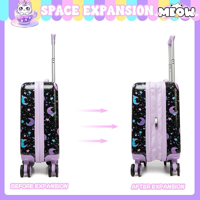 Kid's Luggage Set 5 Piece Suitcase Set 16' Hardside Spinner Wheels Girls Carry - Image 6