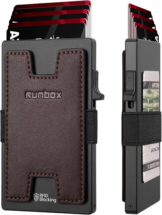 Mens Business Card Holder, Slim Card Wallet by RUNBOX