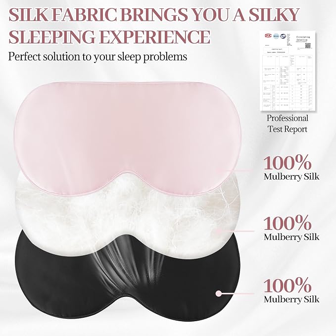 Silk Sleep Mask Eye Cover, 100% Mulberry Silk Women Men Eye Mask - Image 2