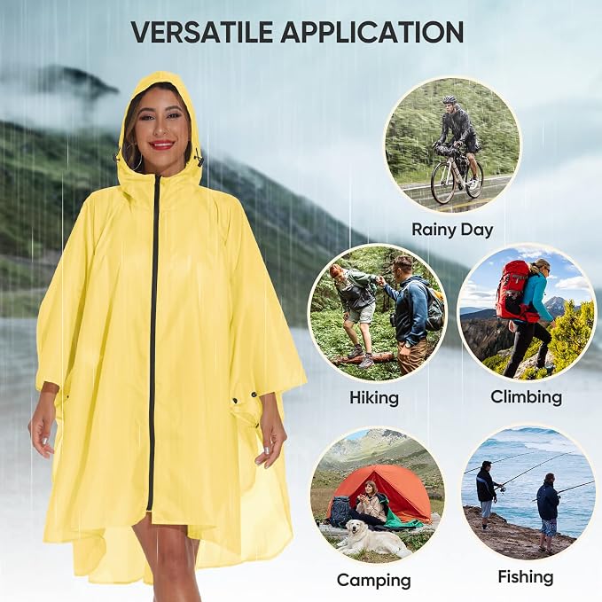 PTEROMY Hooded Rain Poncho for Adult - Image 7