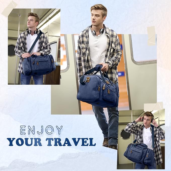 Gonex Canvas Duffle Bag for Travel 60L Expandable Duffel Weekend Overnight Bag - Image 11