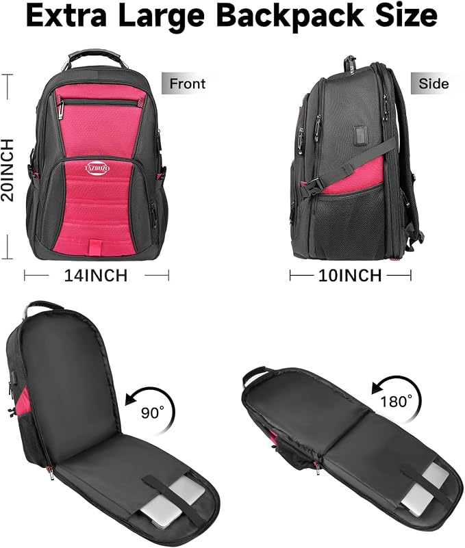 52L Extra Large Travel Backpack, 18.4 Inch Travel Laptop Backpack, TSA Friendly - Image 4