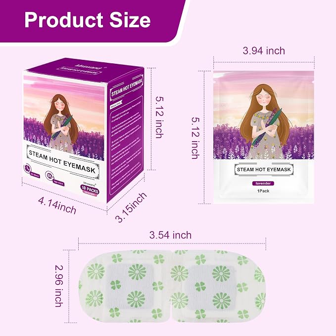 10 Packs Steam Eye Mask, Mnswand Lavender Steam Eye Masks Disposable, - Image 8