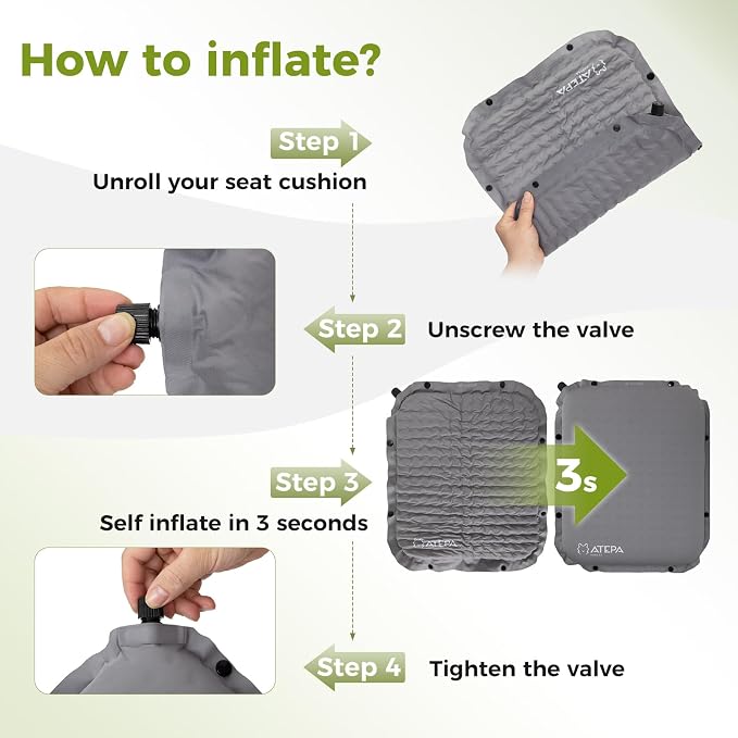 ATEPA Inflatable Stadium Seat Cushion, Self-Inflating Memory Foam Stadium Seats - Image 4