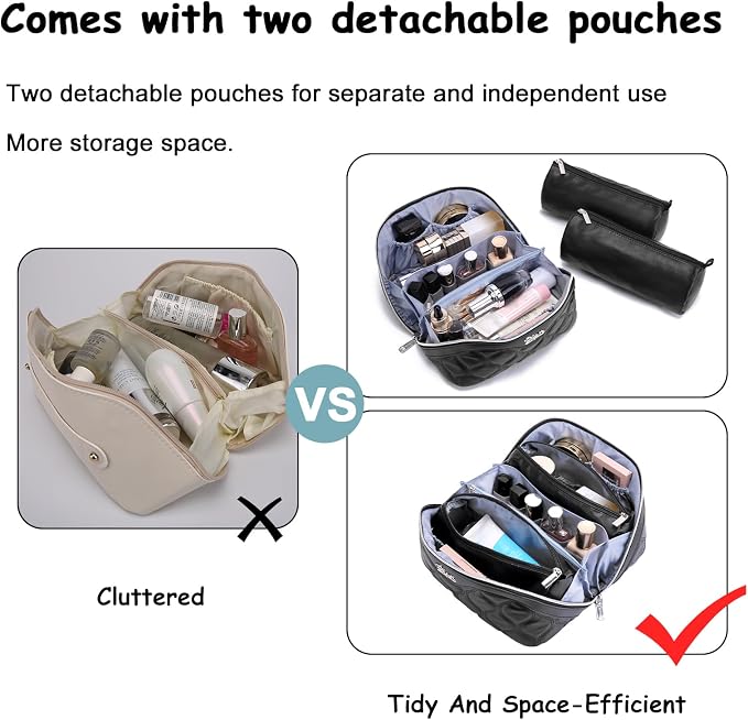Travel Makeup Bags for Women Cosmetic Bag: Puffy Make up Bags Set of 3 - Image 6