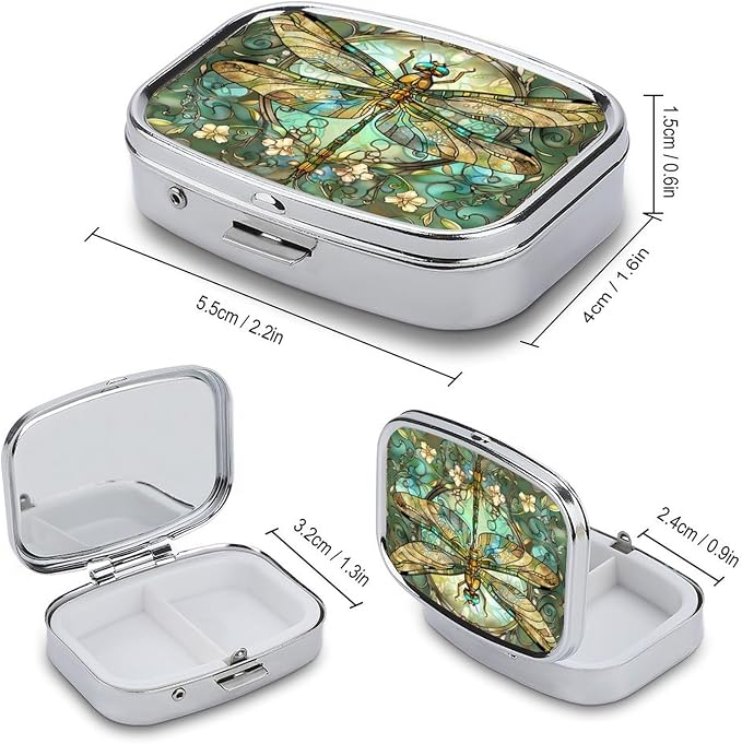 Metal 2 Compartment Pill Organizer Travel Friendly Portable Compact Pill Box - Image 2