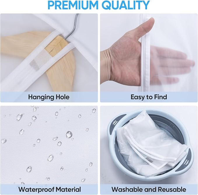 BALEINE 60'' Translucent Garment Bags, 12 Packs PEVA Dress Bag - Image 2