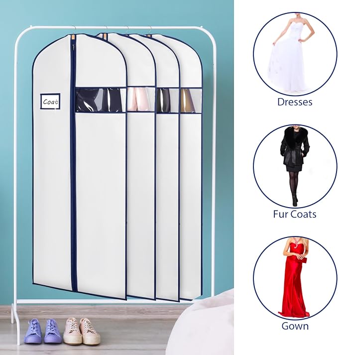 Syeeiex 60'' Garment Bags for Hanging Clothes, Dress Garment Bags for Gowns - Image 3