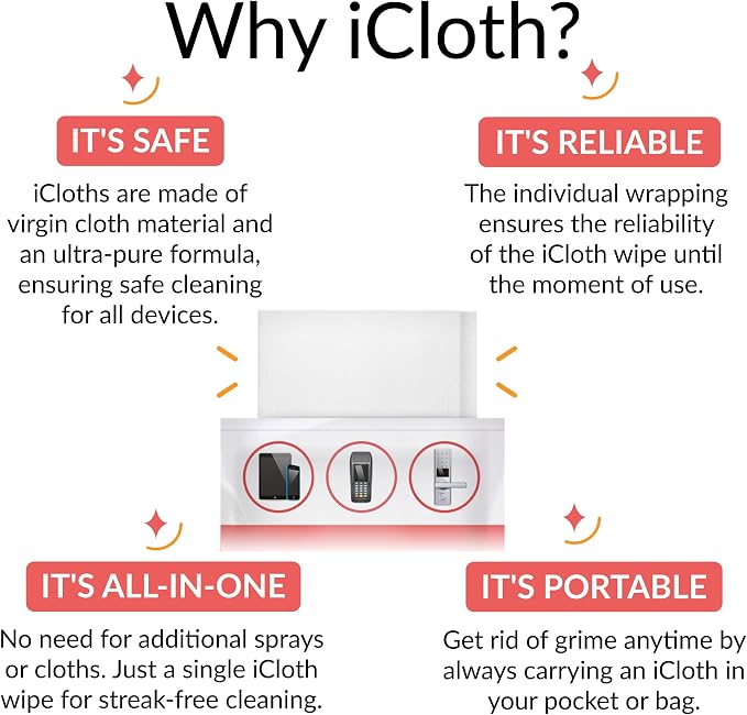 iCloth 70% Isopropyl Alcohol Large Screen and Electronics Wipes, Streak-Free - Image 4