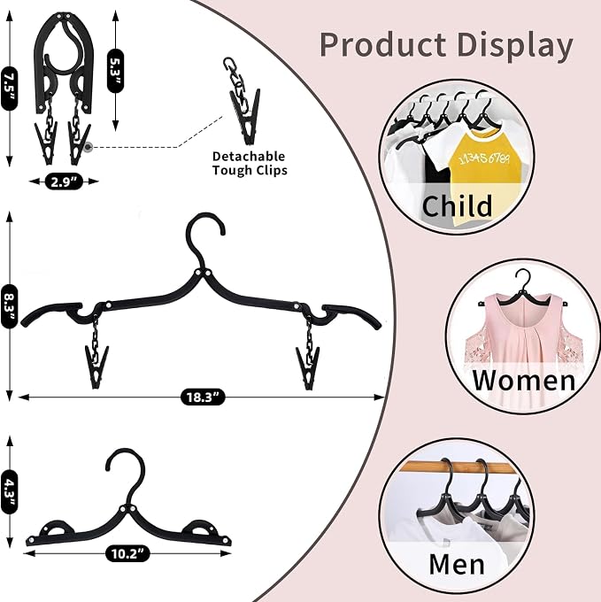 12pcs Black Travel Hangers - Image 2