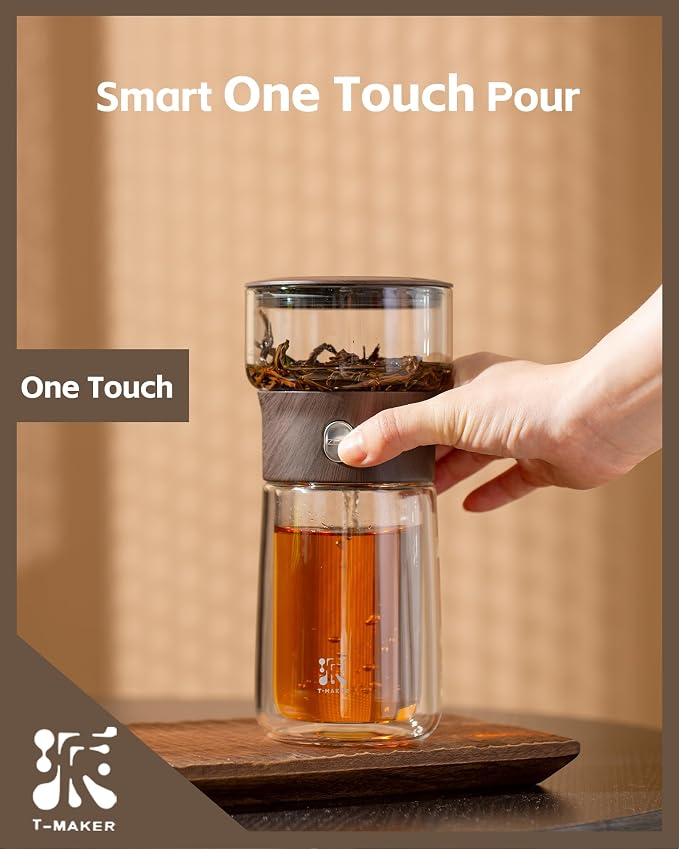 ZENS Modern Glass Infuser Teapot, One Touch Tea Maker - Image 2
