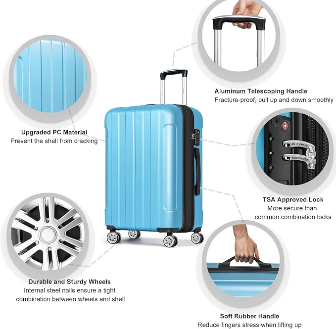 FOCHIER F Luggage Sets, Expandable 3 piece Hard Shell Luggage Set - Image 5
