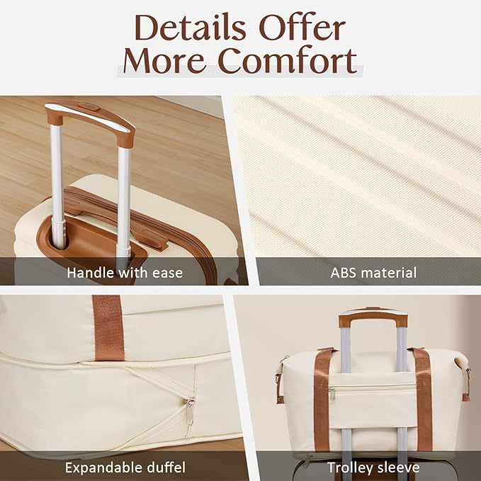 Coolife Suitcase Set 5 Piece Luggage Set Carry On Hardside Luggage - Image 5