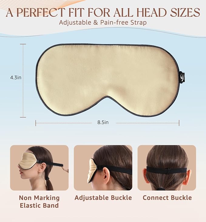 HiRui Silk Sleep Mask, 100% Natural Mulberry Silk of Double-Sided & - Image 5