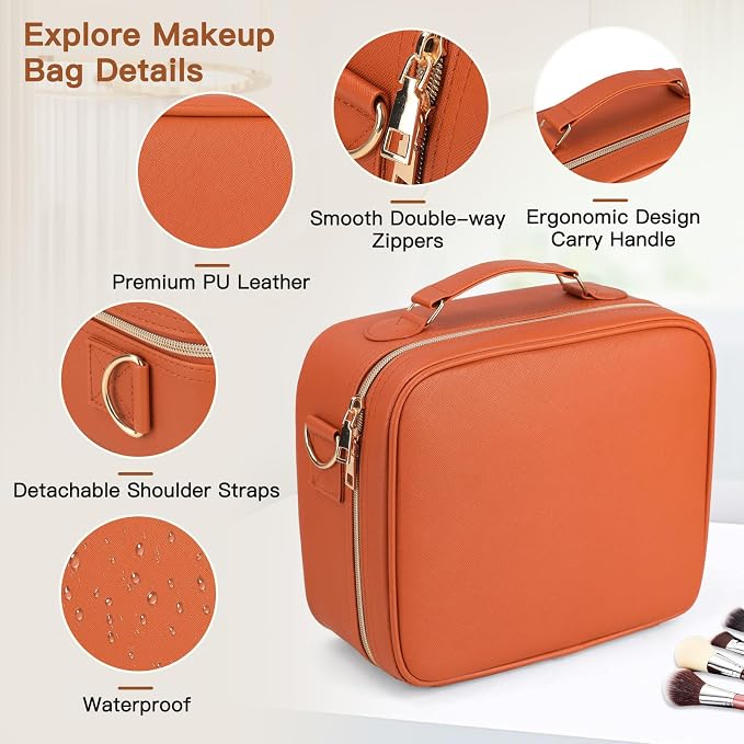 Travel Makeup Bag with LED Mirror, Cosmetic Bags - Image 4