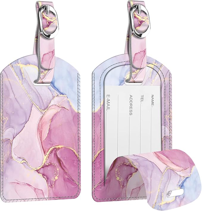 FINTIE 2 Pack Luggage Tags, Leather Name ID Labels by Fintie