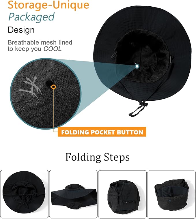 Water-Resistant Sun UPF 50+ Bucket Hat Protection Packable Brimmed Boonie - Image 4