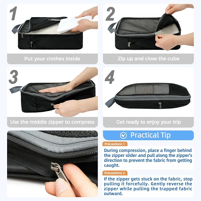 BAGAIL 4 Set/6 Set/8 Set Compression Packing Cubes Travel Accessories - Image 3