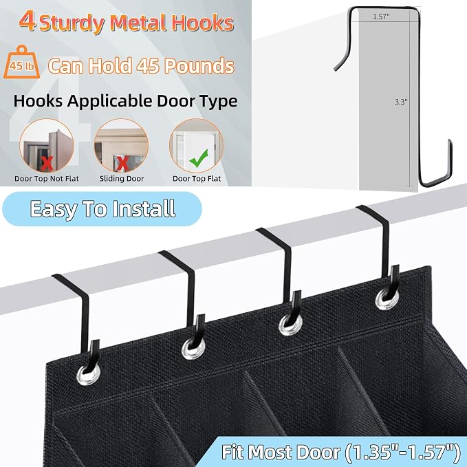 Over The Door Shoe Organizer, 2 Pack Hanging Organizer - Image 5