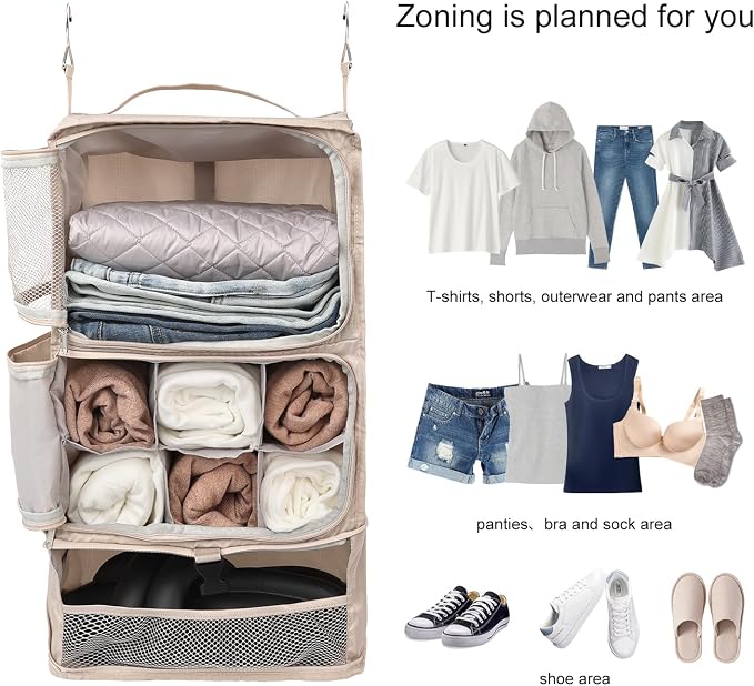 TABITORA Travel Portable Hanging Shelves Closet Organizer Packing Luggage - Image 4