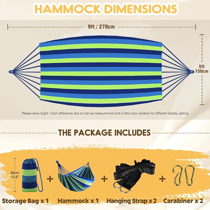 ANYOO Cotton Hammock Portable Camping Hammocks - Image 3