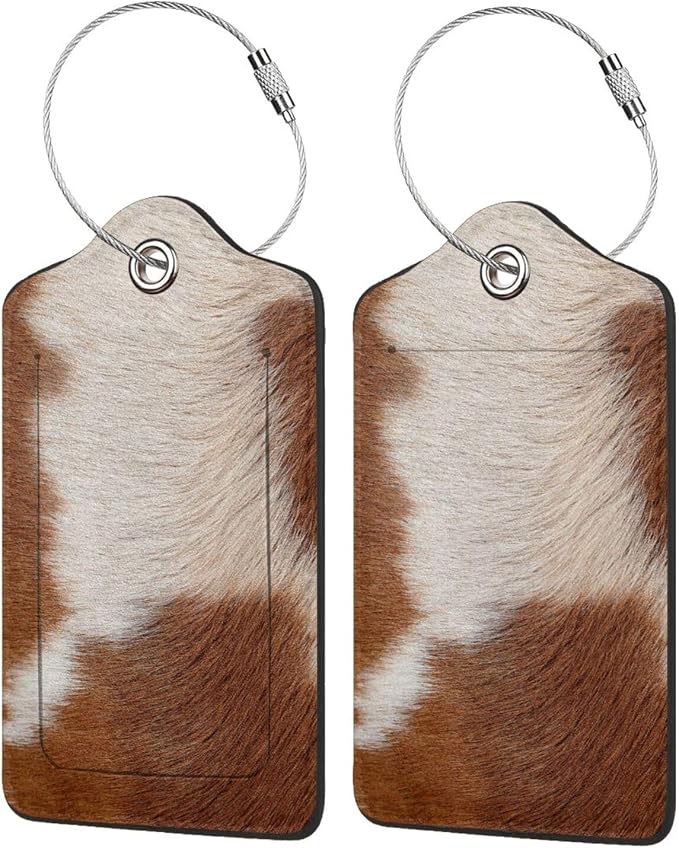 2 Pcs Funny Brown Cowhide Pattern Luggage Tag - Image 4