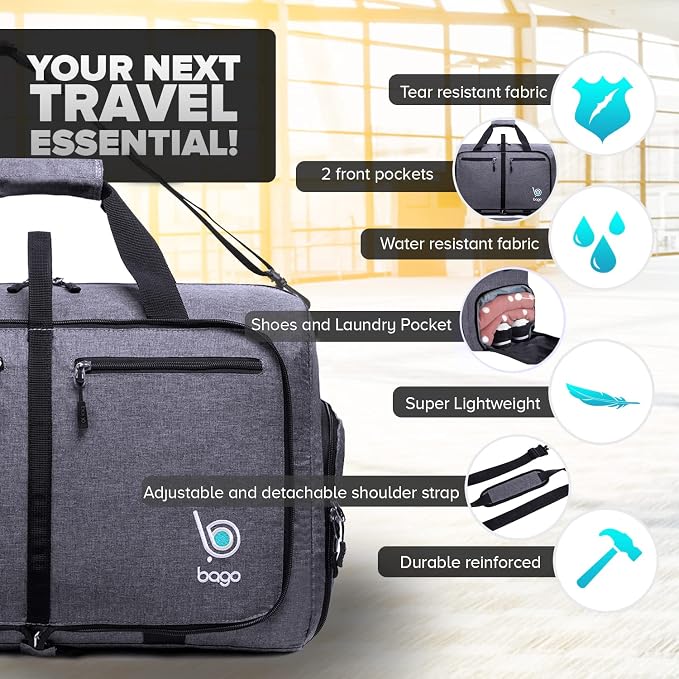 Bago Foldable Duffel Bags for Traveling Women & Men - 40L Sports Packable - Image 3