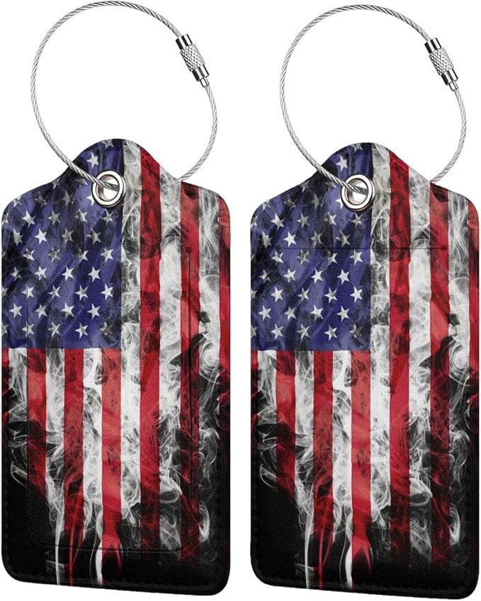 2 Pack American Flag Luggage Tags by OUZPGAQ