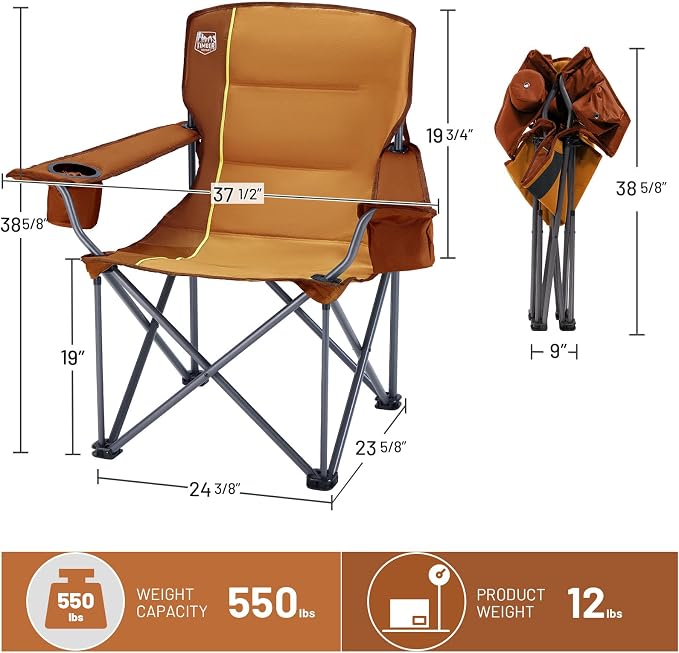 TIMBER RIDGE Oversized Folding Camping Chair - Image 3