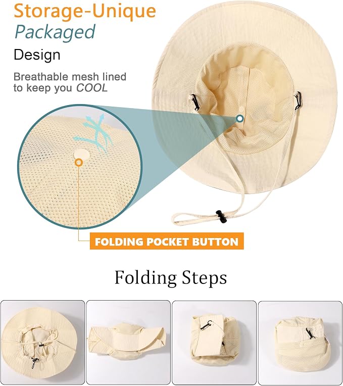 Water-Resistant Sun UPF 50+ Bucket Hat Protection Packable Brimmed Boonie - Image 7