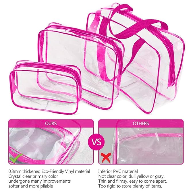 5Pcs Crystal Clear PVC Travel Toiletry Bag Kit - Image 4