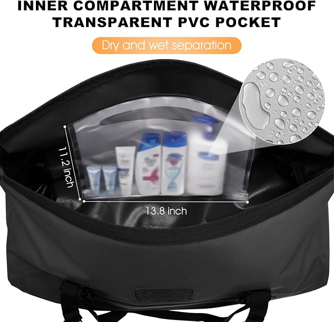 Waterproof Duffel Bag, 50L Roll-top Motorcycle Dry Bag - Image 4