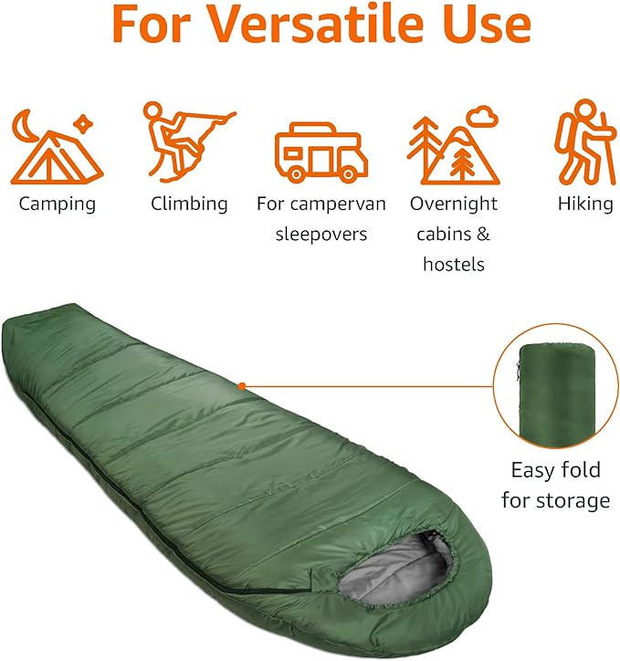 Amazon Basics 20°F Cold Weather Mummy Sleeping Bag, 82 Inches x 33 Inches - Image 4
