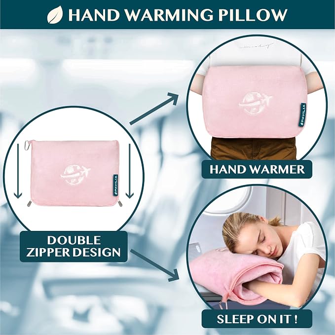 PAVILIA Travel Blanket and Pillow, Arms Opening Airplane Blankets - Image 5