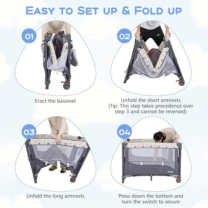 INFANS Pack and Play, 5 in 1 Baby Bedside Sleeper - Image 2