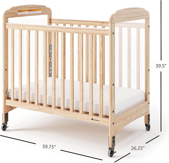 Foundations Serenity Compact Clearview Daycare Crib, Fixed Side, Durable Wood - Image 2