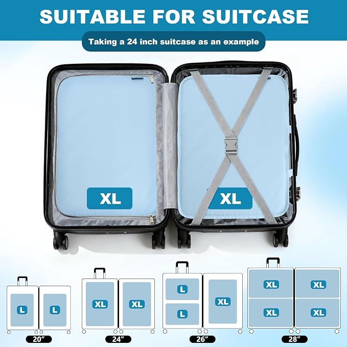 Compression Packing Cubes for Travel Essentials, 2 Pack Expandable Travel Cubes - Image 5