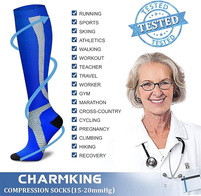 CHARMKING Compression Socks for Women & Men Circulation 15-20 mmHg is Best - Image 4