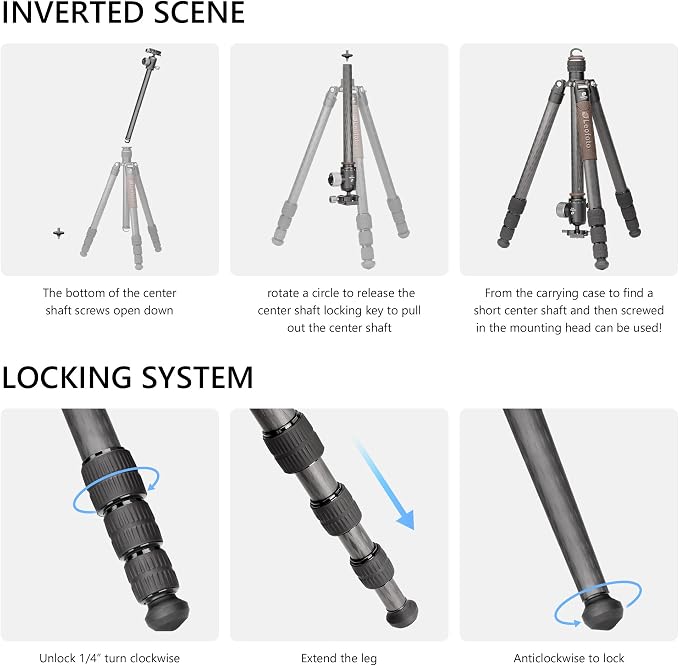 Portable Travel Tripod, Carbon Fiber Camera Tripod - Image 3