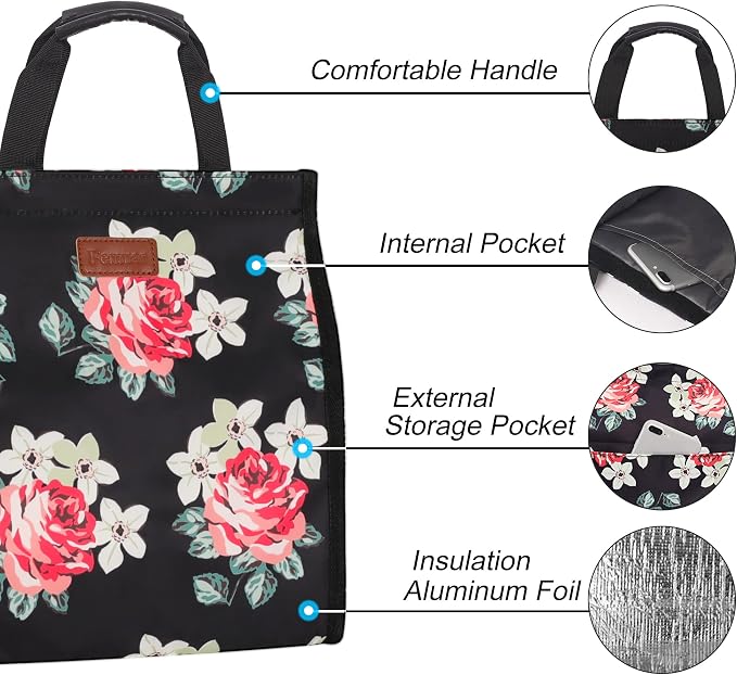 Lunch Bags for Women Insulated Reusable Lunch Tote - Image 3