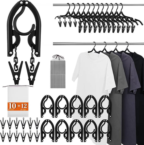 10 Pack Foldable Travel Hangers by HUGOMOVA