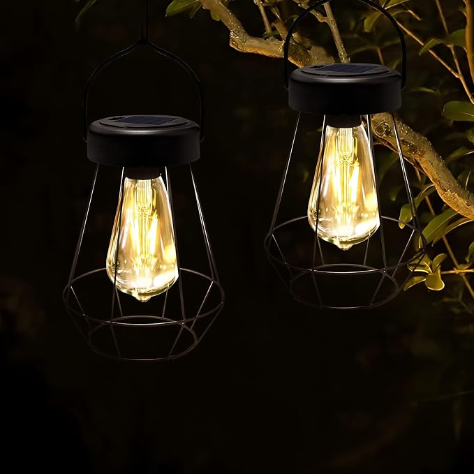 Solar Lanterns Outdoor Lights, Metal Hanging Solar Lights Outdoor Waterproof - Image 2