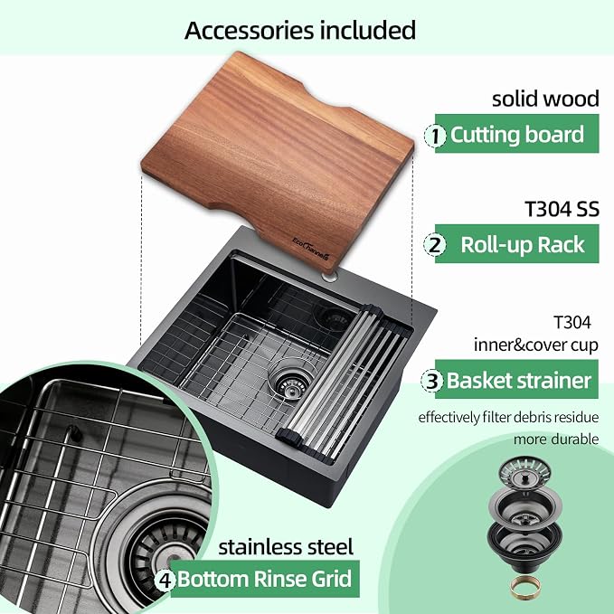 21 x 20 x 10 Drop-in Kitchen Sink - Image 4