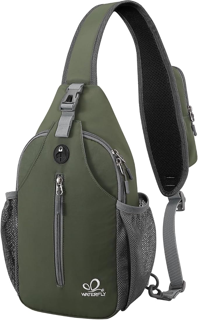 WATERFLY Crossbody Sling Backpack Sling Bag Travel Hiking Chest Bag Daypack by Waterfly