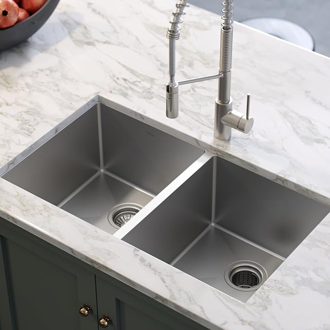 KRAUS Standart Pro 33 -inch Undermount 50/50 Double Bowl 16 Gauge Stainless - Image 2