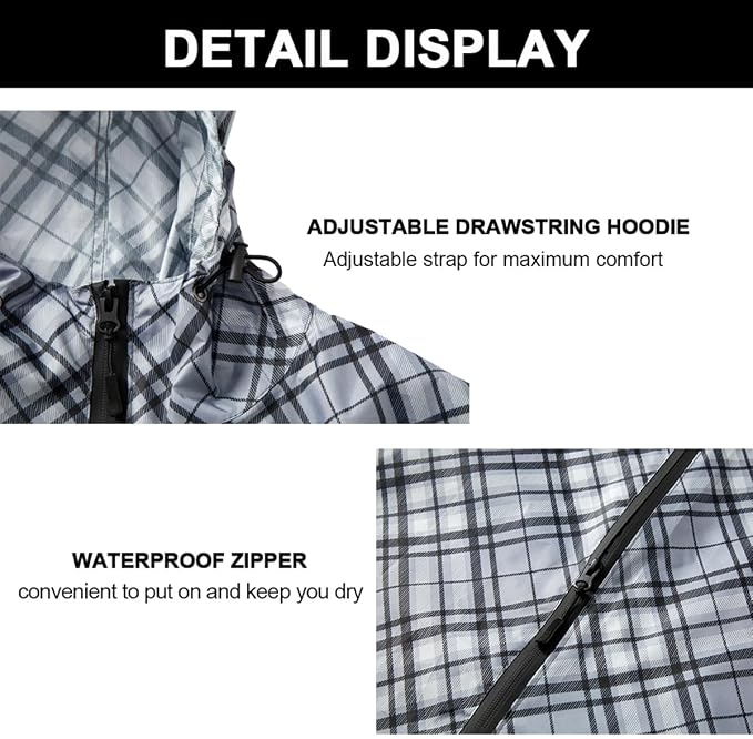 Rain Poncho Jacket Coat Hooded Zipper Style - Image 5