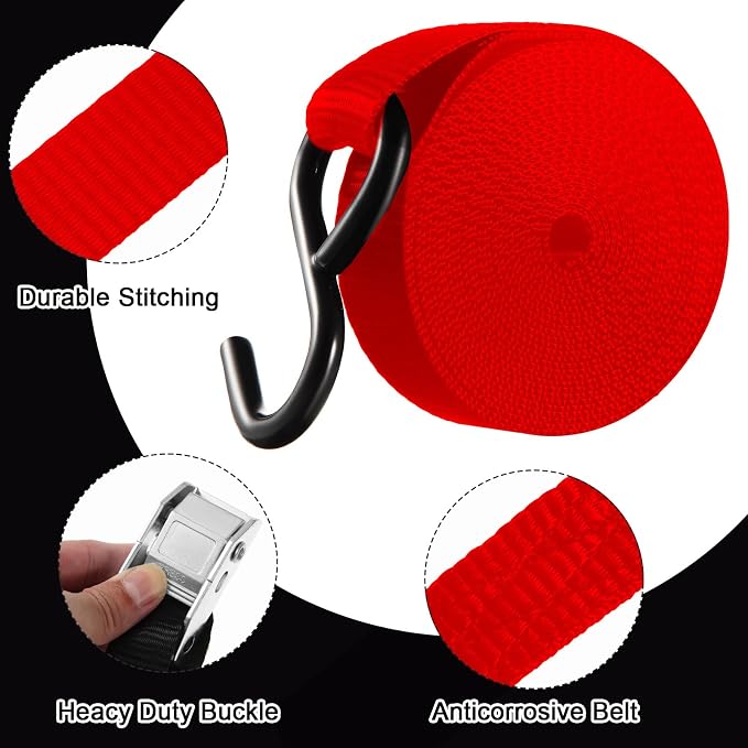 16 Pcs Cambuckle Tie Down Straps 1763lbs Break Strength Securing Straps 1'' x - Image 3