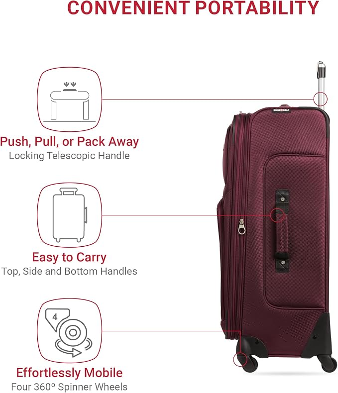SwissGear Sion Softside Expandable Luggage – Large Checked Suitcase - Image 2